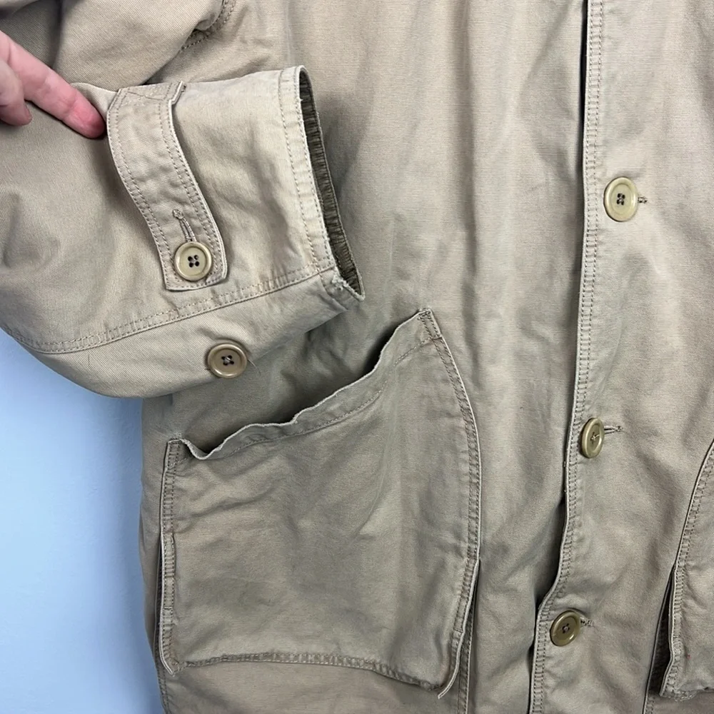 J Crew Men's XL canvas & corduroy cotton quilted lining chore/ barn coat